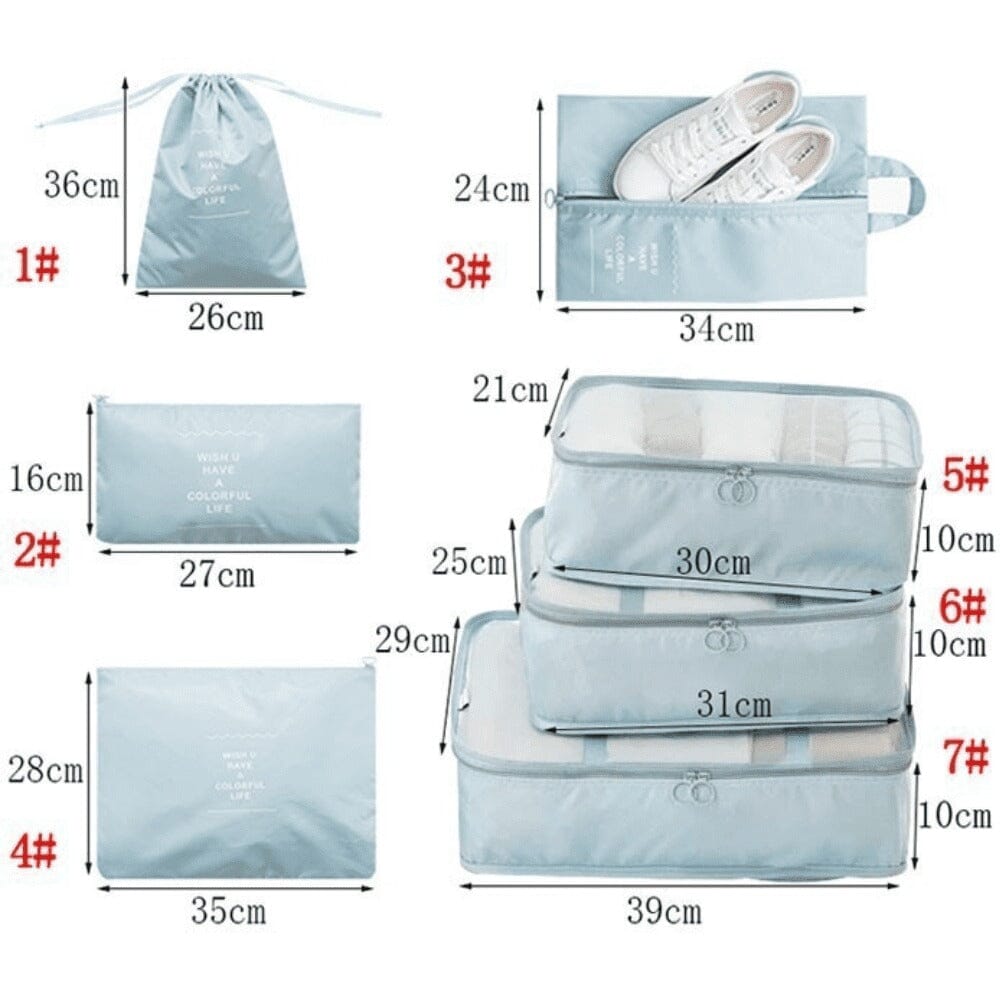 Kit de 7 Bolsas Organizadoras Para Maleta de Viaje STORAGE BAG - PAGA 4 LLEVA 7