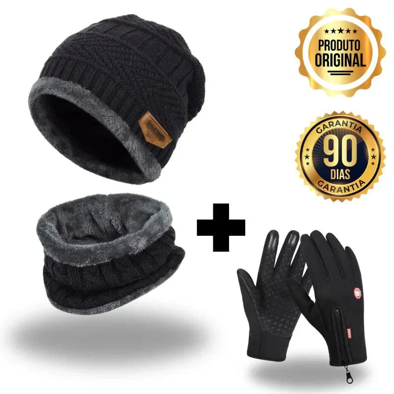 Kit Invierno 3 en 1 – Gorro, Bufanda y Guante Impermeable