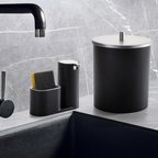 Cubos de basura negros de 5 litros con tapa de acero inoxidable