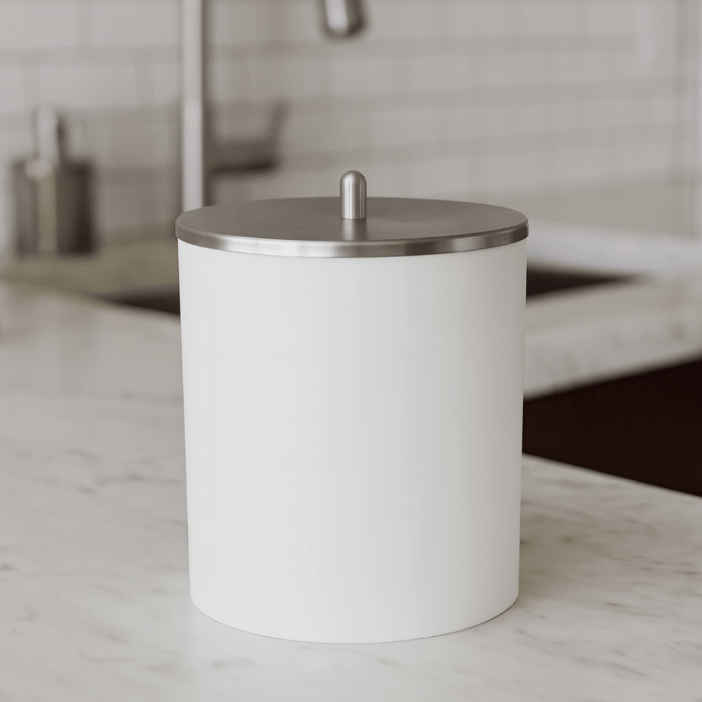 Tacho de Basura de 5 Litros Blanco con Cromado Mate