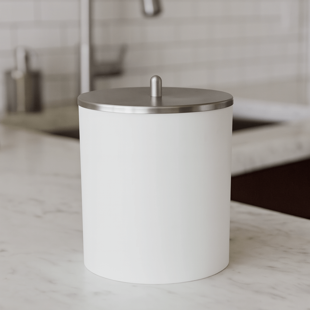 Tacho de Basura de 5 Litros Blanco con Cromado Mate