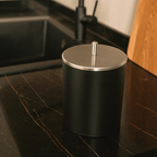 Cubos de basura negros de 5 litros con tapa de acero inoxidable