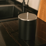 Cubos de basura negros de 5 litros con tapa de acero inoxidable