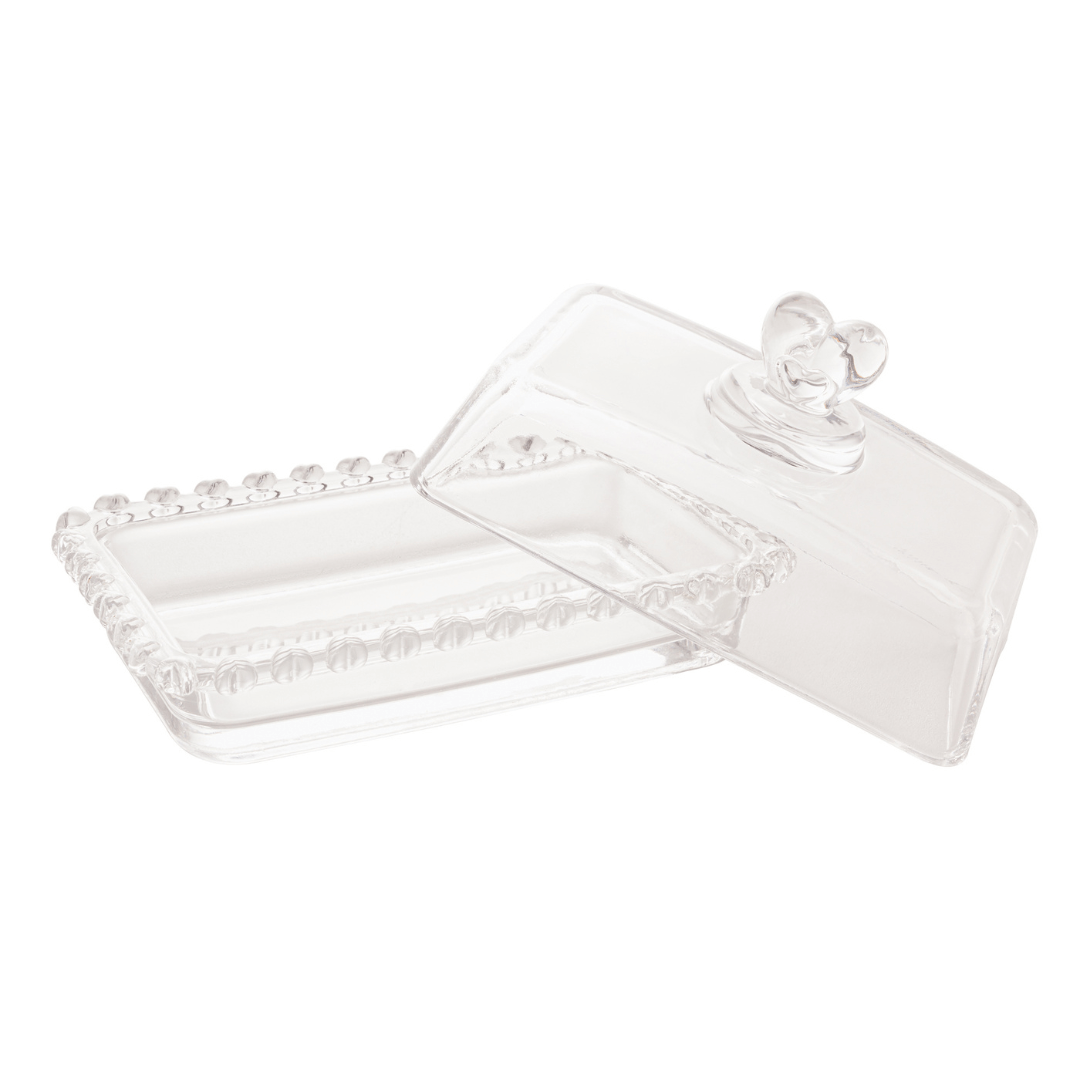 Mantequera de Cristal con Tapa en Forma de Corazón 17cm