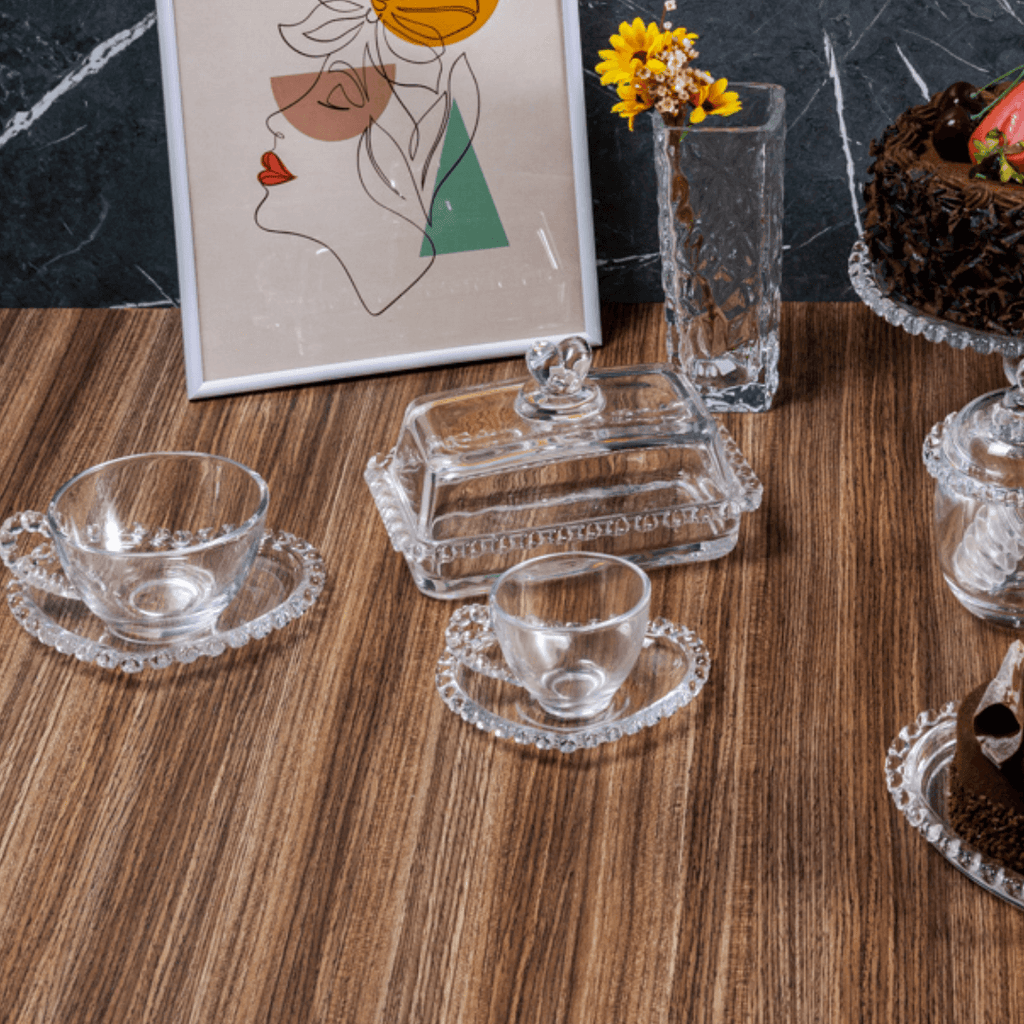 Mantequera de Cristal con Tapa en Forma de Corazón 17cm