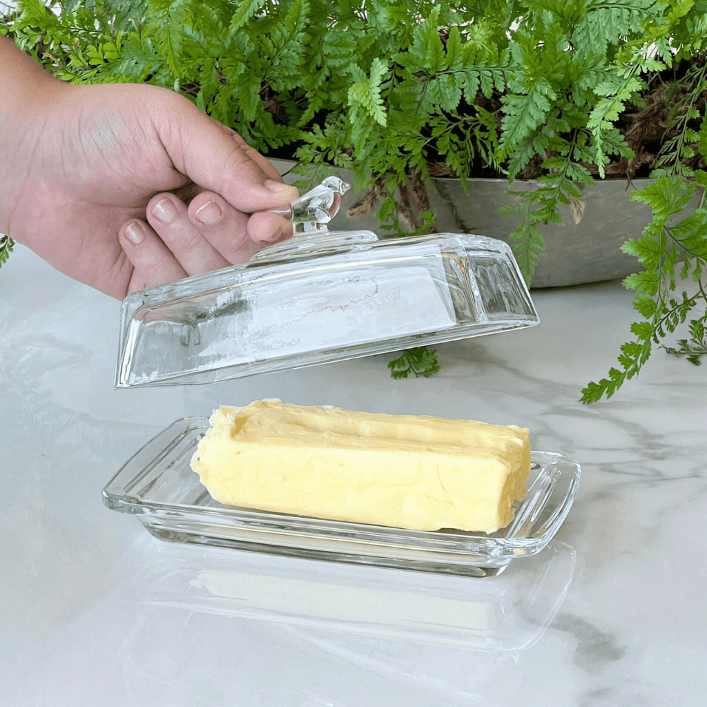 Mantequera Rectangular con Tapa de Cristal 18cm
