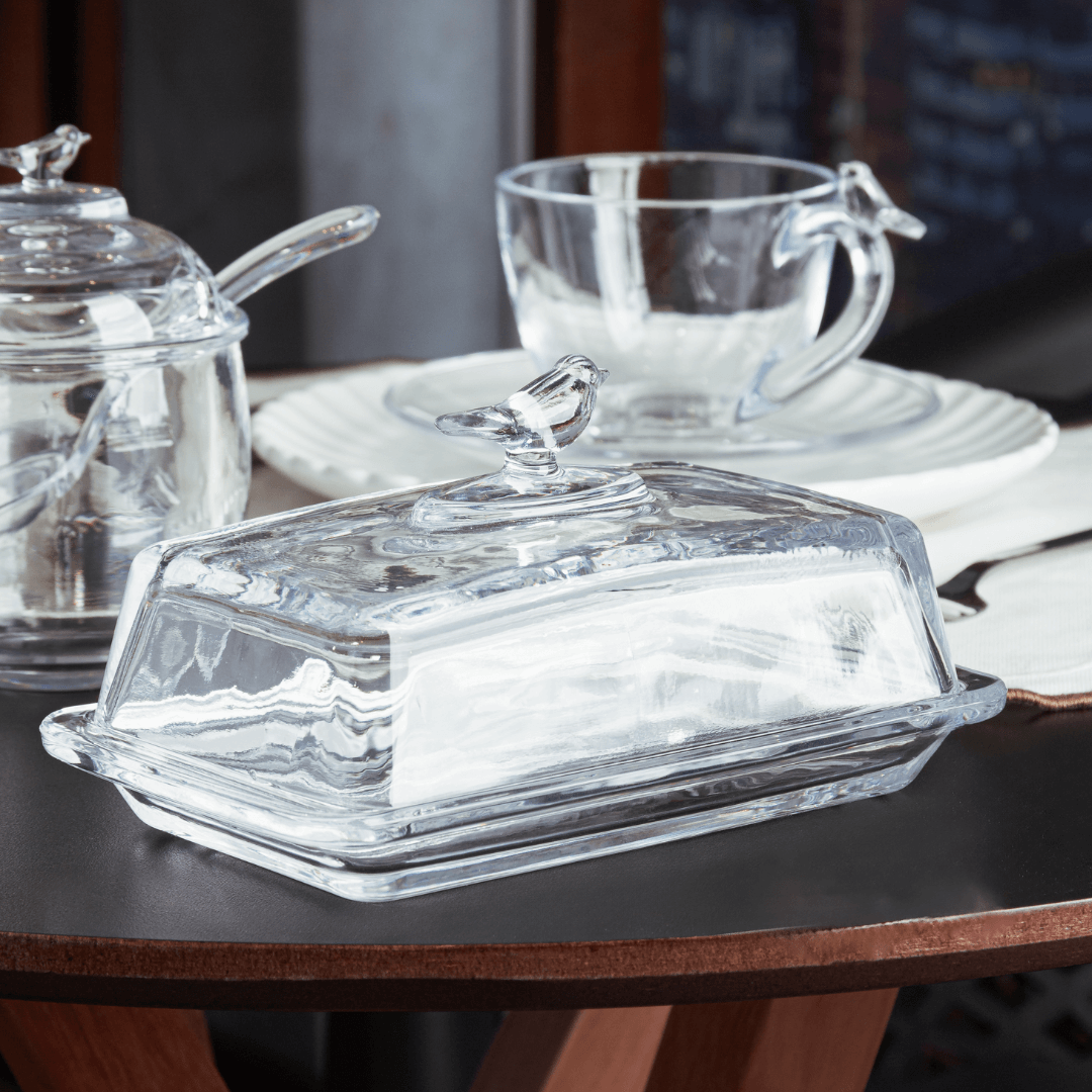 Mantequera Rectangular con Tapa de Cristal 18cm