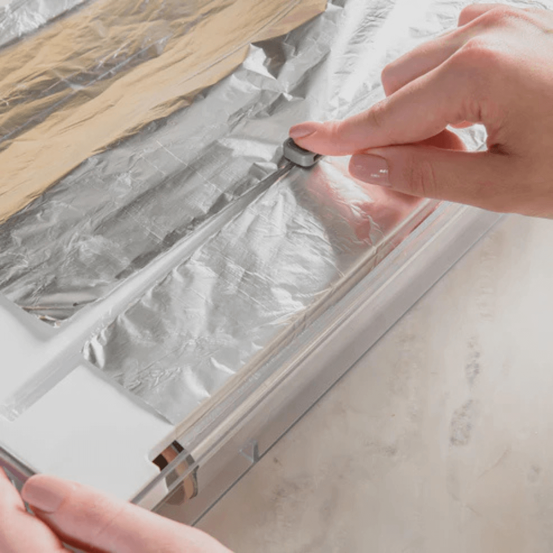 Organizador y Cortador de Rollos Doble Transparente Blanco