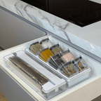 Organizador y Cortador de Rollos Doble Transparente Blanco