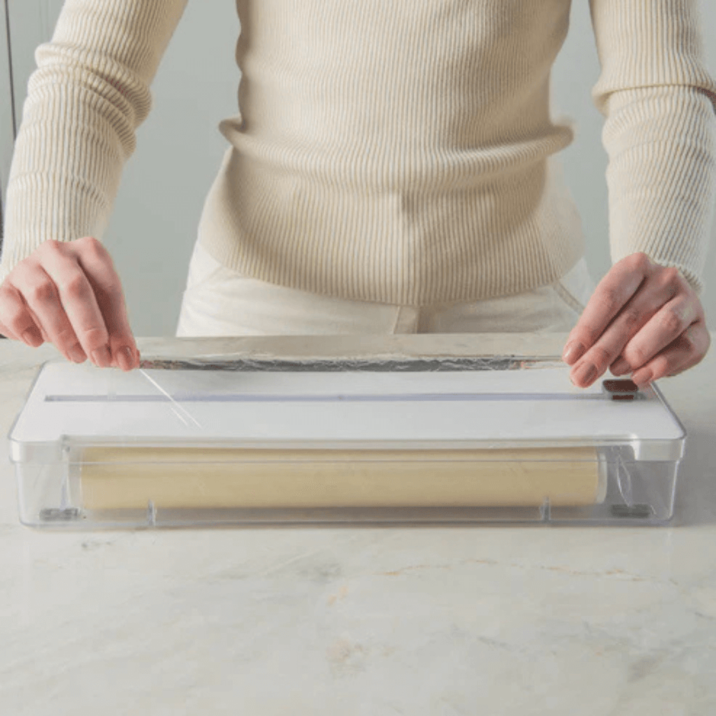 Organizador y Cortador de Rollos Doble Transparente Blanco
