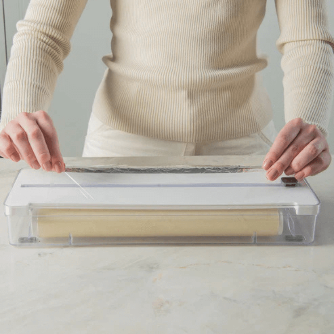Organizador y Cortador de Rollos Doble Transparente Blanco