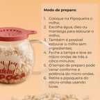 Pipoquera de microondas de vidrio con tapa roja 1,8 litros