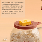 Pipoquera de microondas de vidrio con tapa roja 1,8 litros