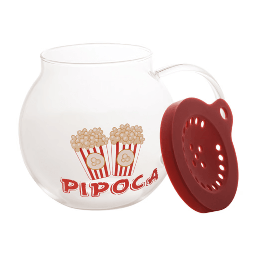 Pipoquera de microondas de vidrio con tapa roja 1,8 litros
