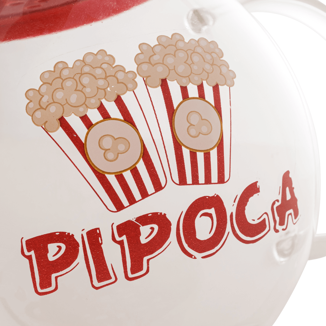 Pipoquera de microondas de vidrio con tapa roja 1,8 litros