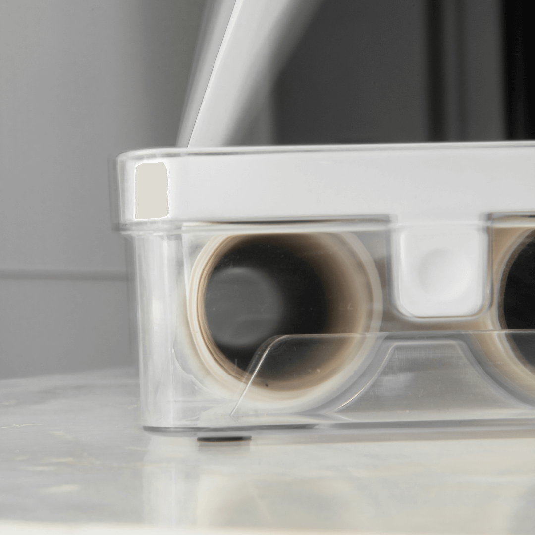 Organizador y Cortador de Rollos Doble Transparente Blanco