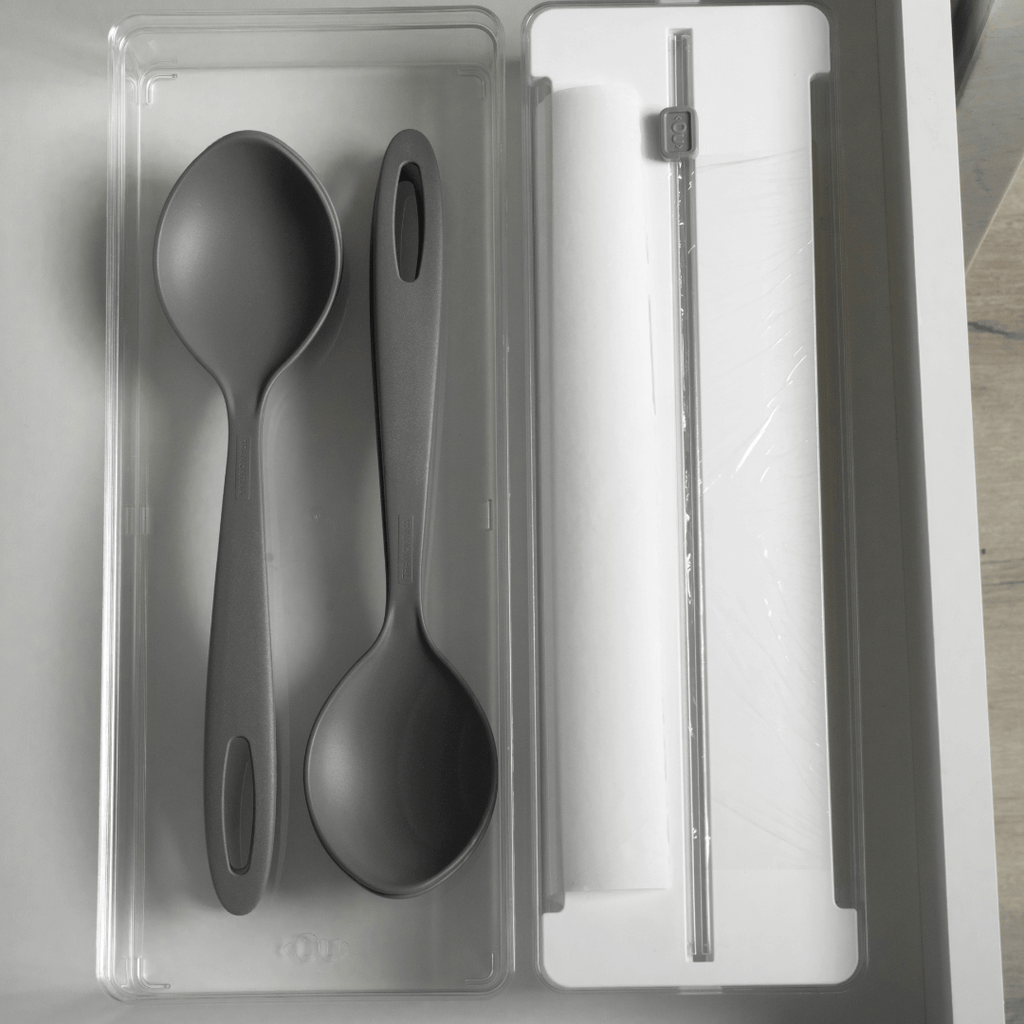 Organizador y Cortador de Rollos Doble Transparente Blanco