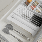 Organizador y Cortador de Rollos Doble Transparente Blanco