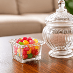 Tazón Cuadrado de Cristal Transparente Corazón Perla 8,5cm