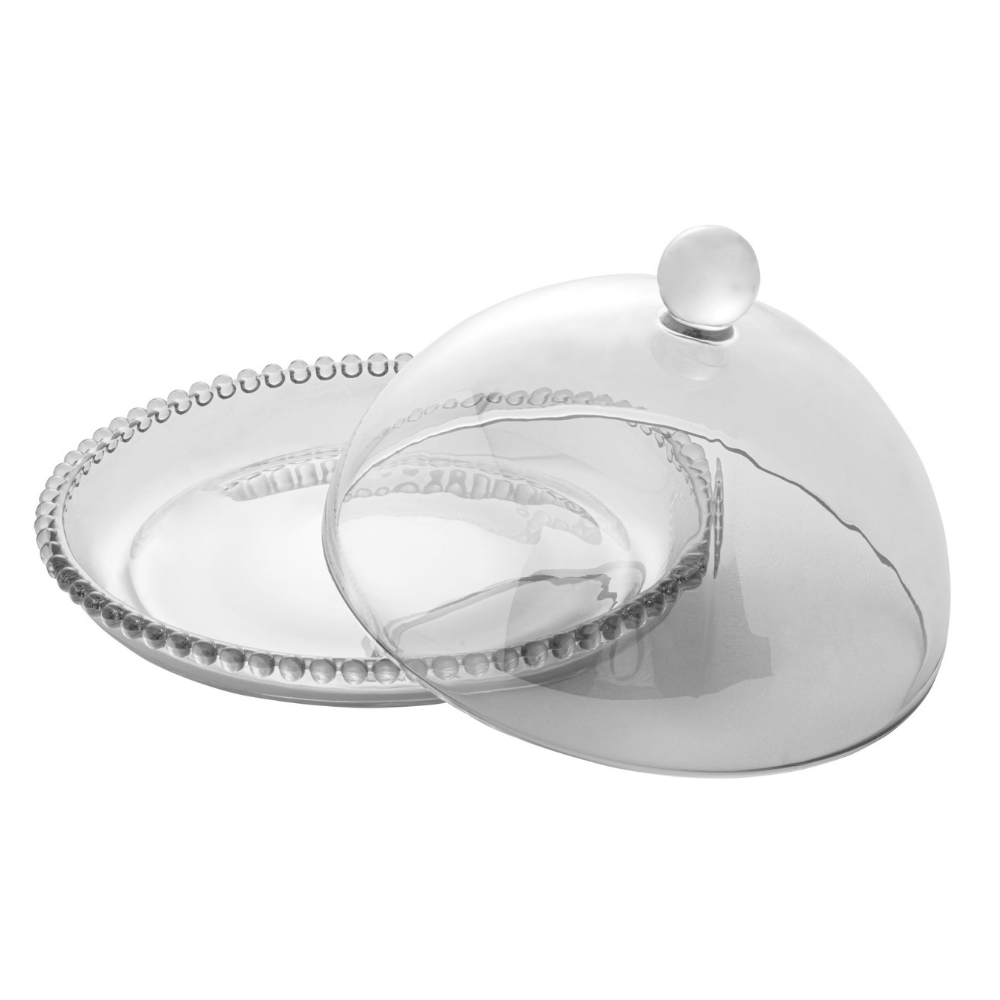 Queijeira de Cristal Pearl Bolinha - 20 cm