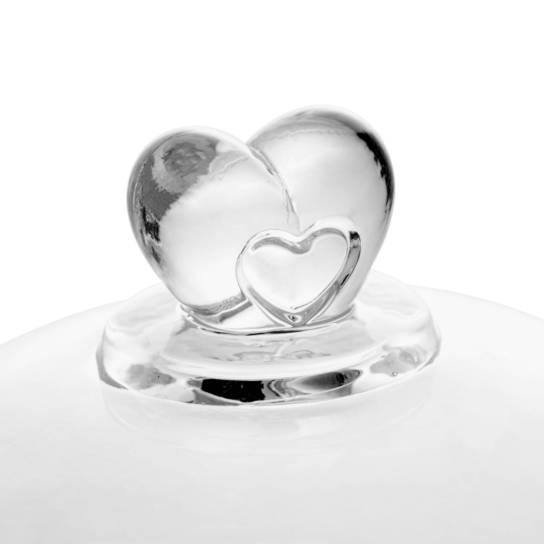 Quesera de Cristal de Plomo con Tapa en Forma de Corazón 19,5 cm