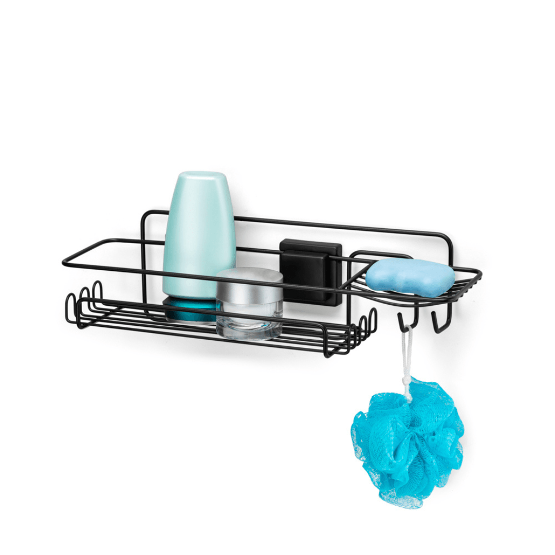 Soporte Rectangular para Champú con Fijación por Ventosa Negro