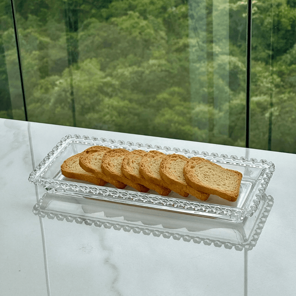 Fuente Rectangular de Cristal de Plomo Corazón 30 cm