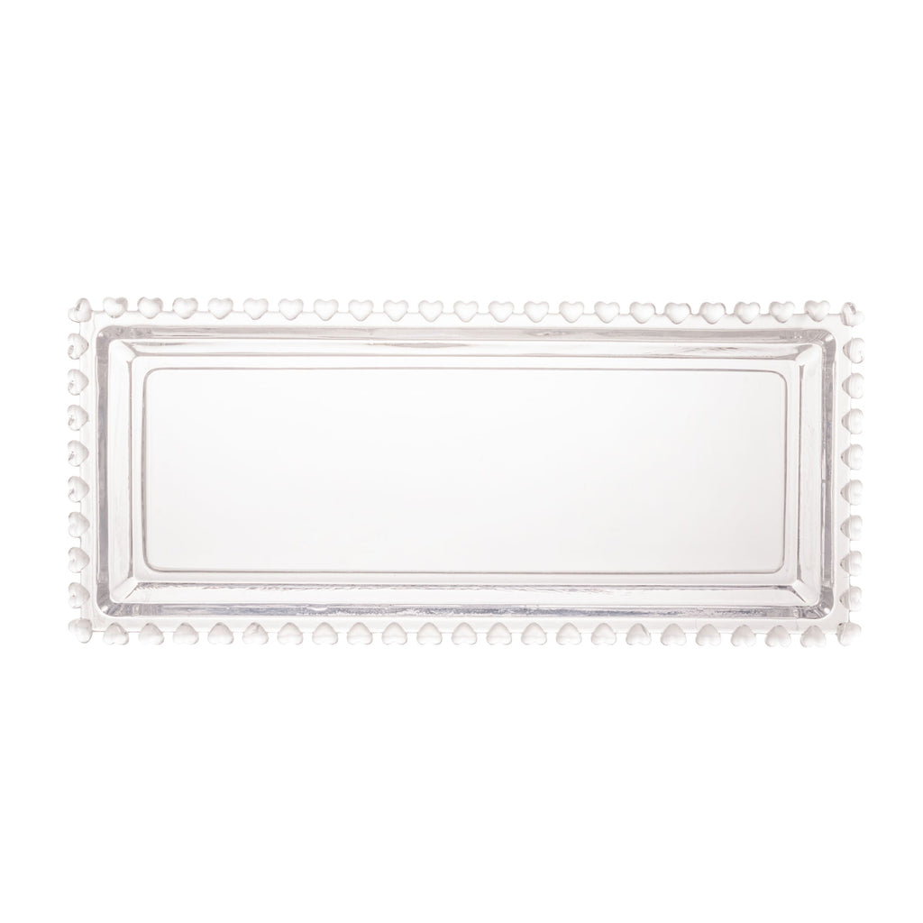Fuente Rectangular de Cristal de Plomo Corazón 30 cm