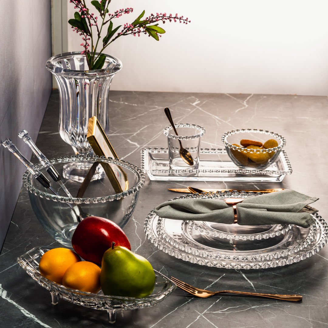 Fuente Rectangular de Cristal de Plomo Corazón 30 cm